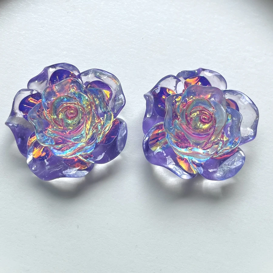 New 35mm ultra luminous luminous Rose Rhinestone flat back resin DIY jewelry wedding decoration accessories 2 pieces/batch