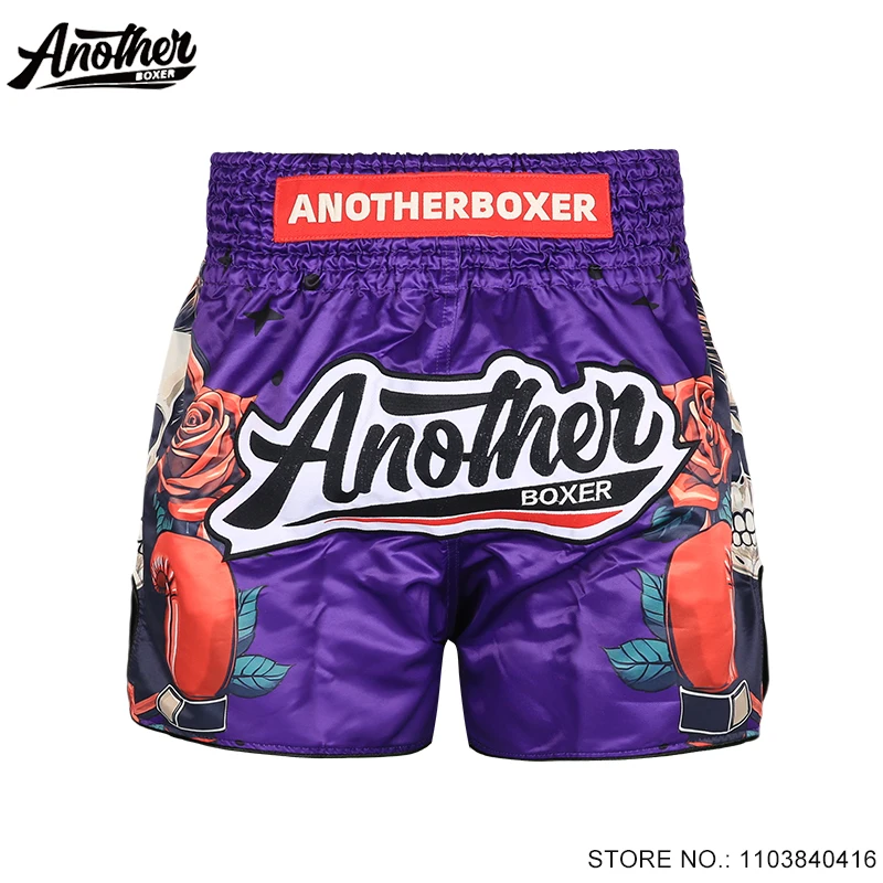 

Thai Boxing Shorts Men Women Muay Thai Shorts Purple Skull MMA BJJ Martial Arts Training Clothing Combat Kickboxing Fight Pants