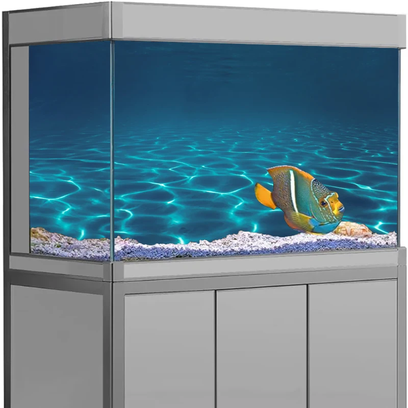 Blue Sea Scenery Aquarium Vinyl Sticker Background Poster HD Rock Stone Self Adhesive Fish Tank Wallpaper 3d Background
