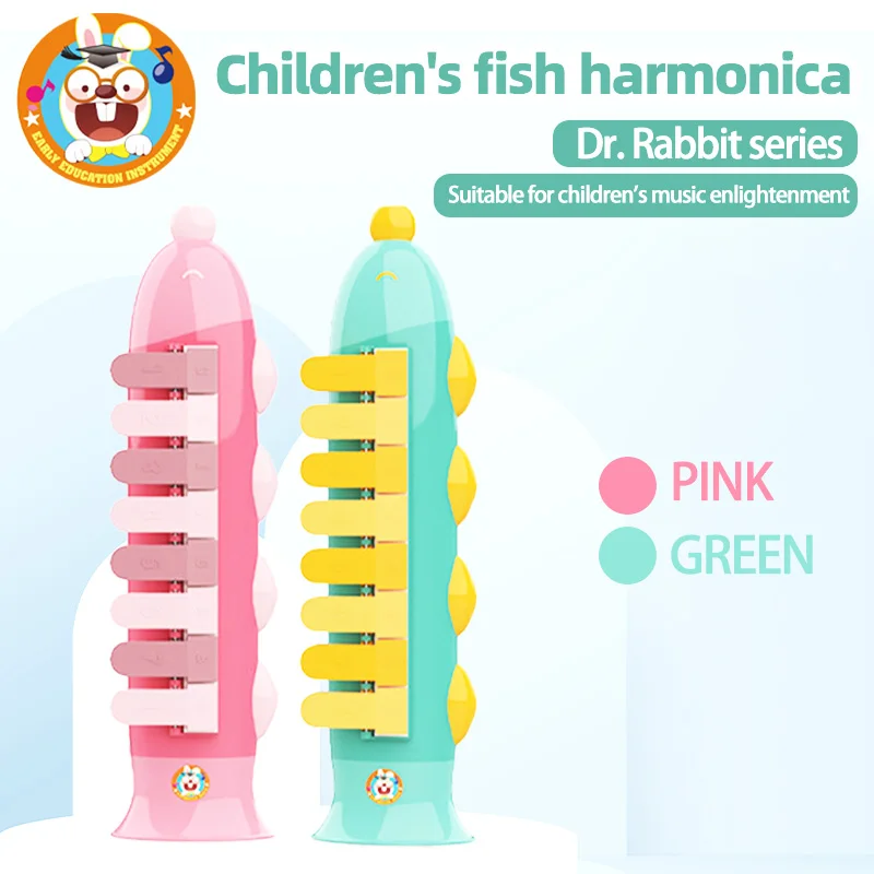 Dr. Rabbit Children's Cartoon Mouth Organ Musical Instrument Music Enlightenment Kindergarten Children's Performance Small Fish Mouth Organ