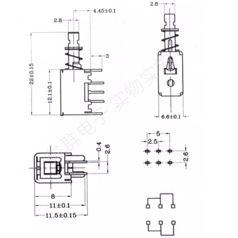 Button for PSC-22E032NL-NS 6 Pin Latching Switch  50pcs
