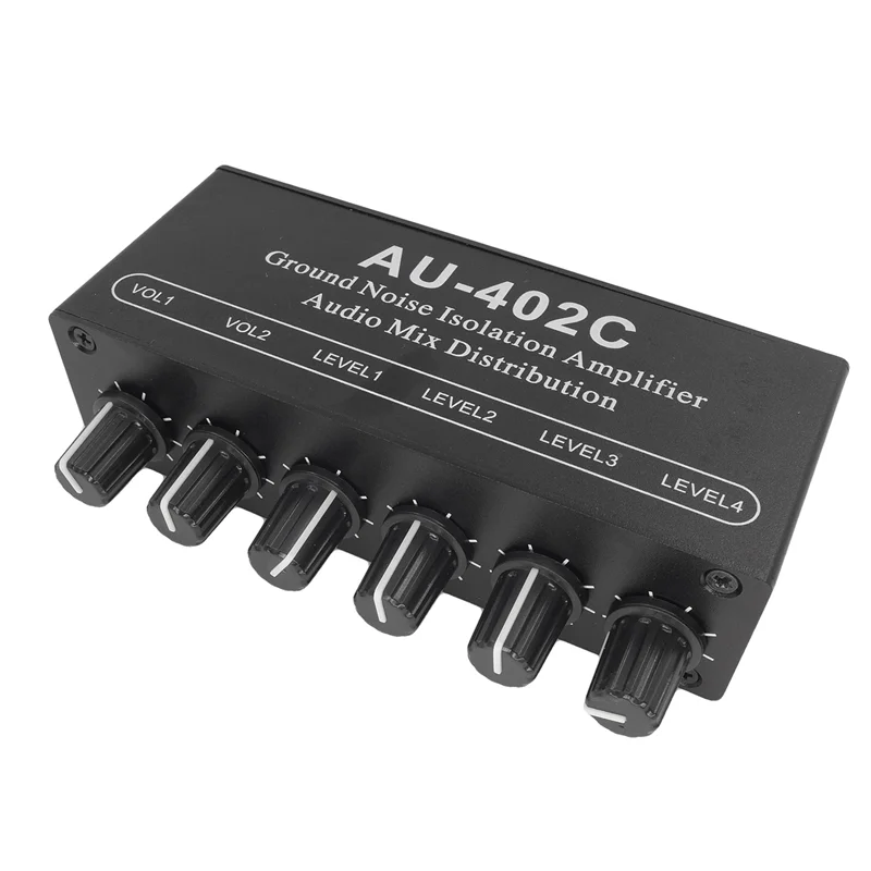 A88M AU-402C เสียงผสมจําหน่ายสัญญาณ Selector Switcher 4 อินพุต 2 เอาต์พุต RCA Tone Volume ควบคุมเครื่องขยายเสียงหูฟัง