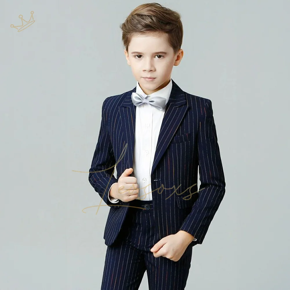 2-piece striped suit for boys, formal attire customized for children aged 3 to 16, perfect for wedding party dress