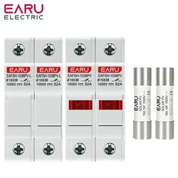 One Set 2P Parallel DC Fuse Holder 10*38mm High Voltage Solar PV 1000V 6A-32A Base Photovoltaic System Protection Protector gpV