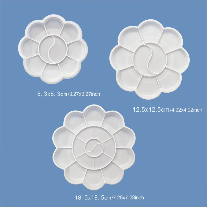 S/M/L/Set Flower Petal Paint Palette White Plastic Mixing Tray Round Wells Reusable Art Supply for Studio Home Painting TMZ