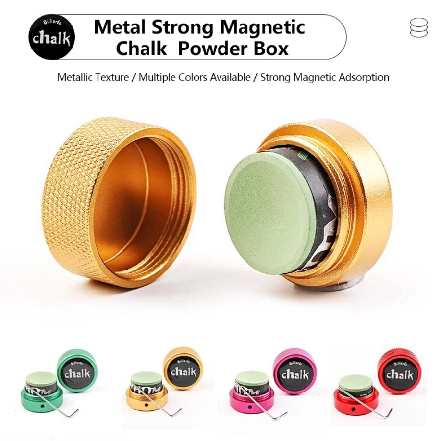 1pc porta gesso per piscina strumento pratico a forma rotonda accessori da biliardo mini custodia magnetica con punta di gesso contenitore scatola rotonda Billia