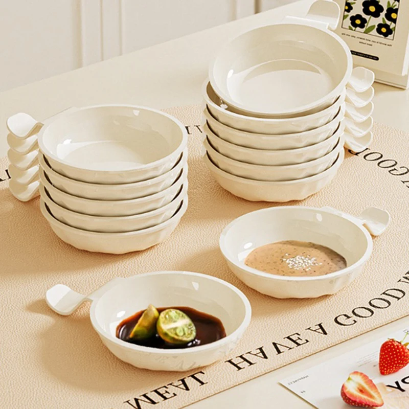 Seasoning Dish Household Kitchen Creative Plastic Round Salted Cabbage Dish Dipped Snack Dishes Seasoning Dish