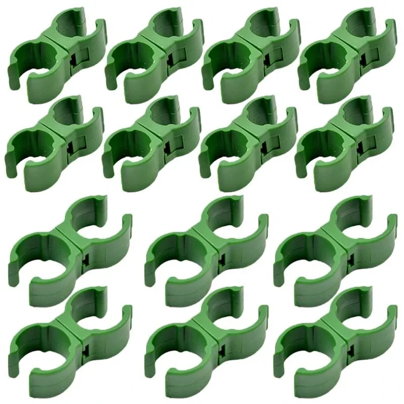 100Pcs 11/16mm Green Plastic Fixing Clips 360 Degree Plant Grafting Support Rod Connection Clamps Greenhouse Bracket Fasteners