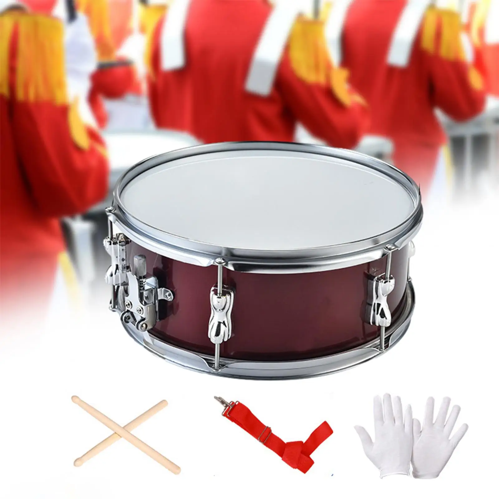 13inch Snare Drum Portable with Drumsticks Lightweight Percussion Instrument for Beginners Teens Children