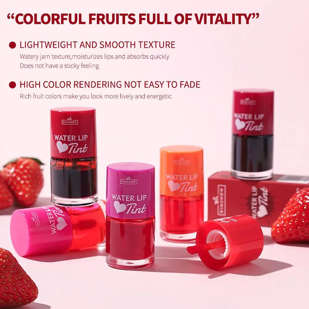 2-in-1 Lip Tint Stain Long Lasting Non-sticky Liquid Blush & Lip Stain, Waterproof Water Lip Tint with Glossy Finish Lightweight