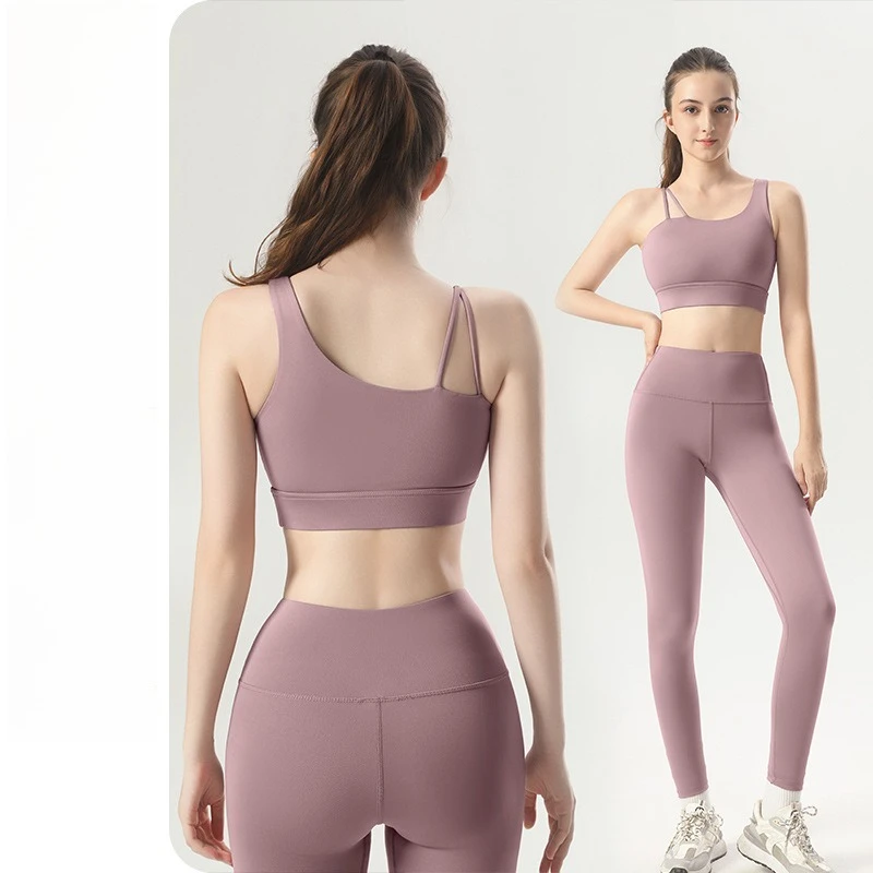 

Women's Tracksuit Yoga Sets Fitness Leggings Sports Bra Naked Sportwear Breathable Workout Two Pieces Suit Gym Clothes