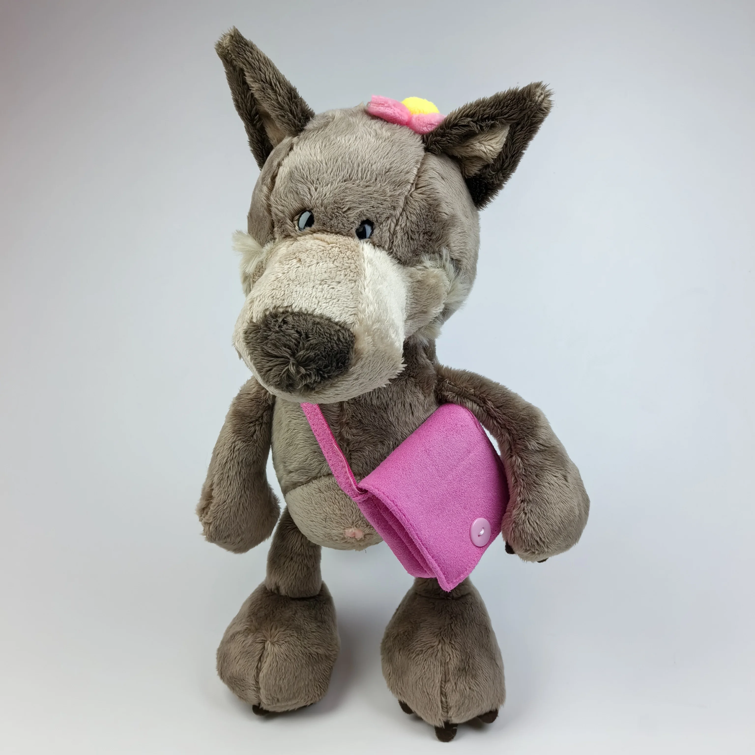 25-45cm Animal Cute Children Wolf with the bag Plush Toy Wolf Soft Stuffed Plush Doll Fluffy Birthday Gift Child Boy