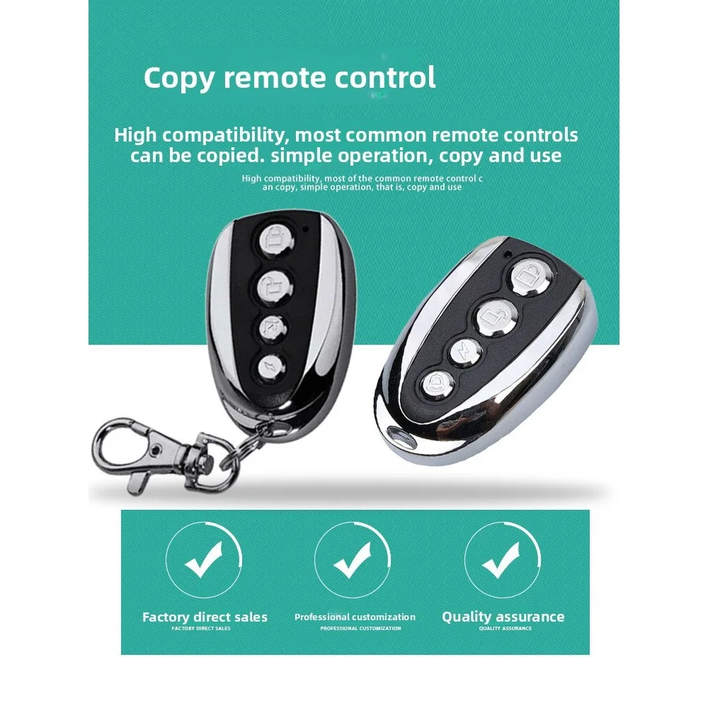 433MHz Metal 4-Button Garage Door Remote - High-Performance Cloning Universal Wireless Remote for Access Control