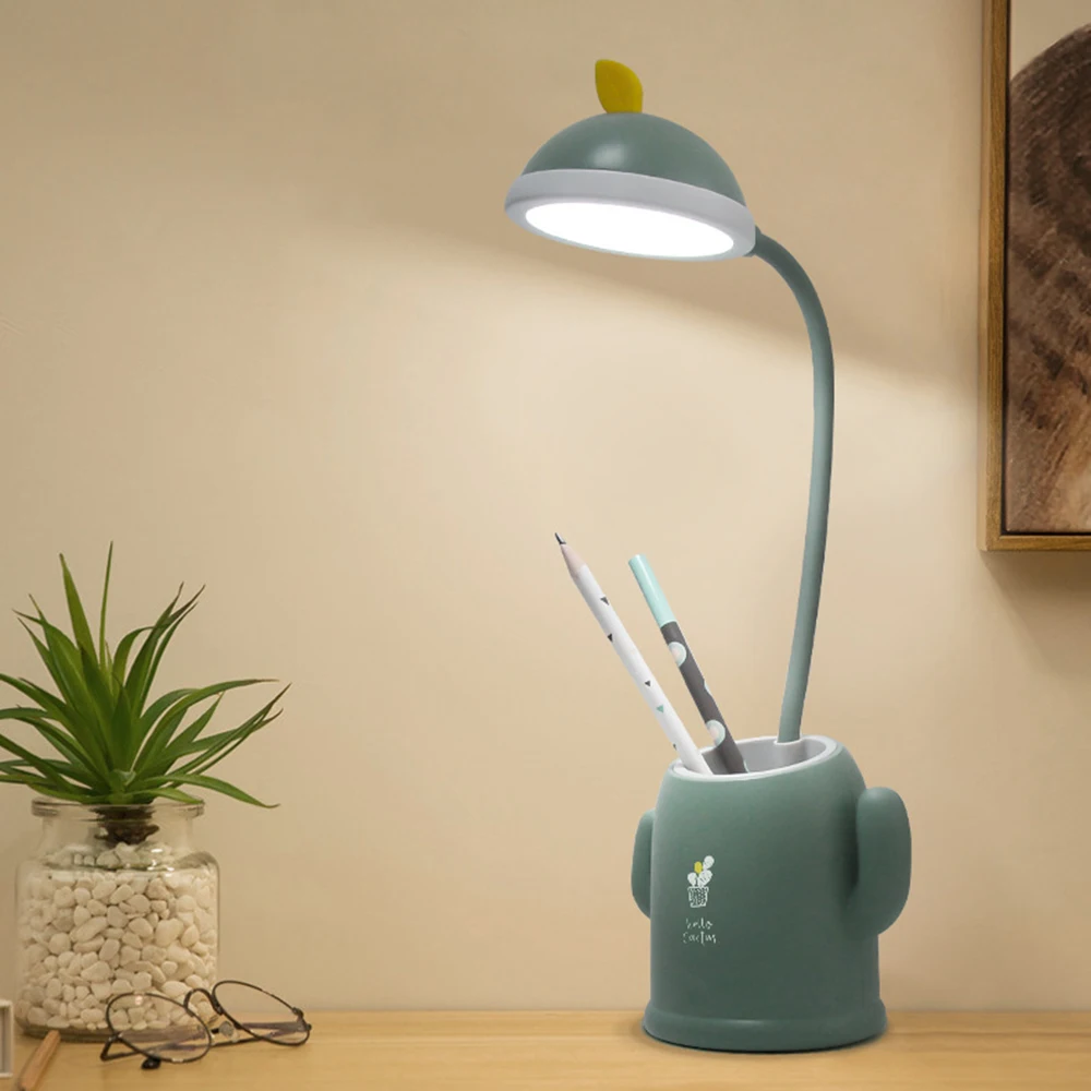 LED Stand Table Lamp With Pen Storage Holder USB Rechargeable 1200mAh Li-on Battery Study Lights Morden Touch Switch Desk Lamp