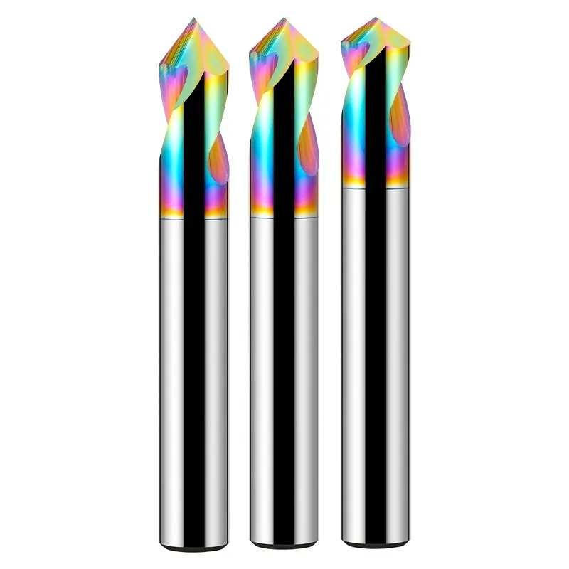 GAMONT HRC65 Tungsten Steel Carbide Colorful Fixed-Point Drill Bit 60°90°120° For Aluminum CNC Chamfer Milling Cutter Tools