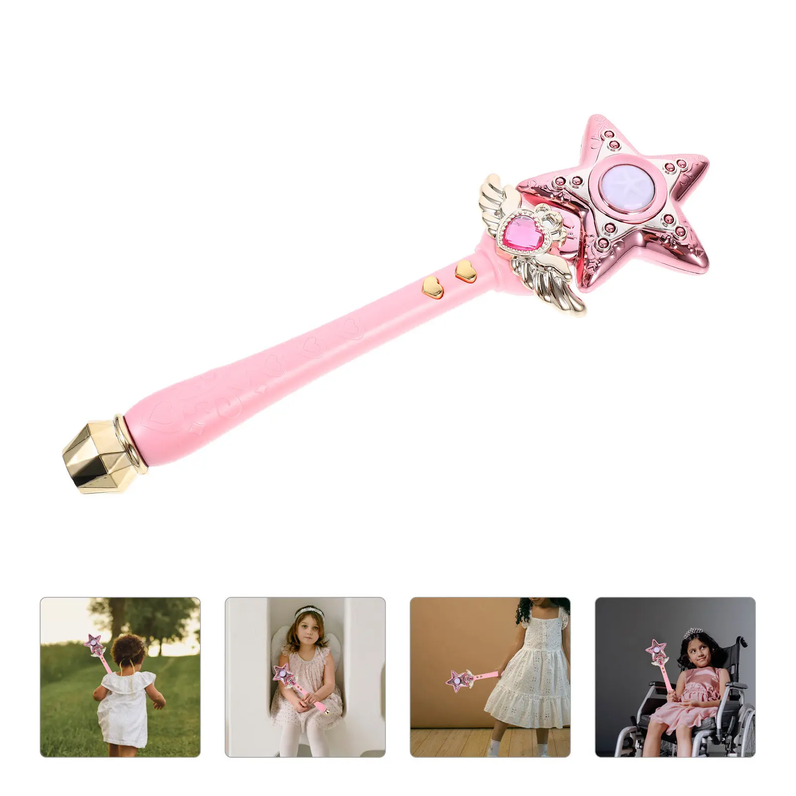 

Kids Wand Rotating LED Light Up Glitter Birthday Celebration Stage Family Fun Interactive