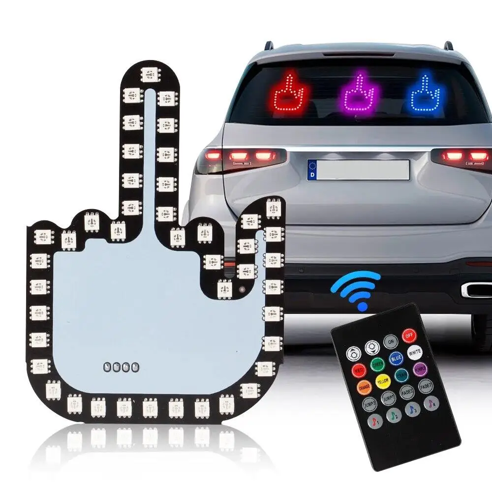 Colorful USB Gesture Light Car Finger Light With Remote Control Atmosphere Light Hand Lamp Sticker Middle Finger Gesture Lamp
