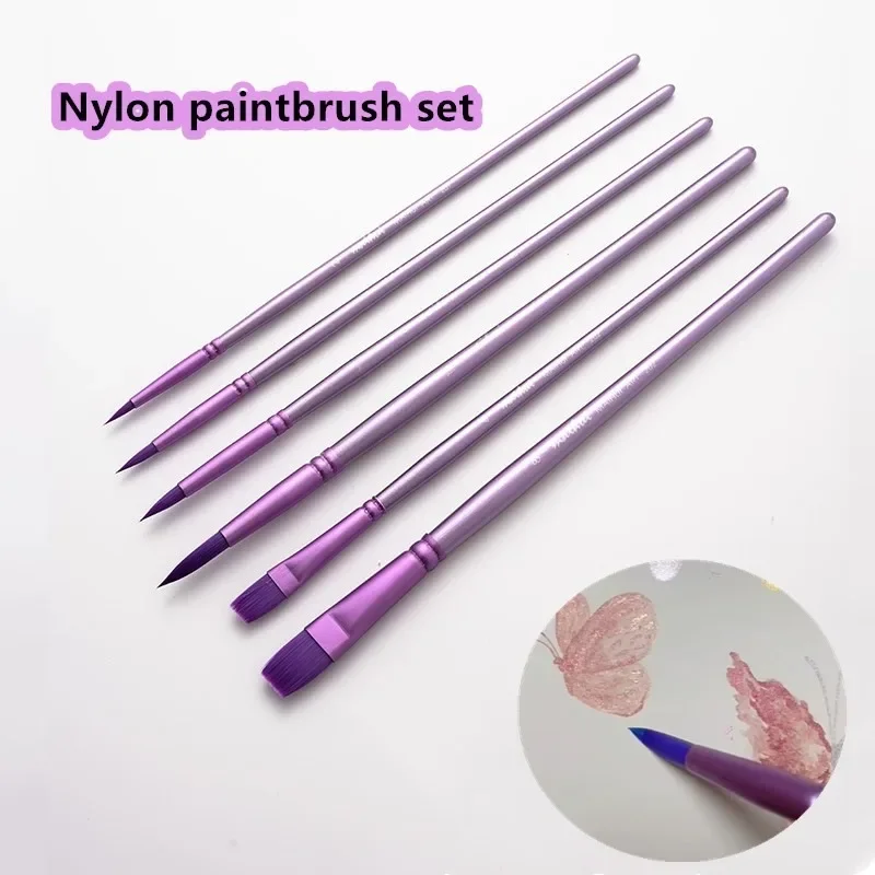 4/6pcs Watercolor Brush Set Nylon Hair Watercolor Special Coloring Brush Art Students Painting Round/flat Head Art Paint Tools