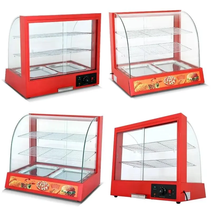 Commercial Glass Food Warmer Display Cabinet for Restaurant Hot Snack Counter Fast Food Heating Showcase
