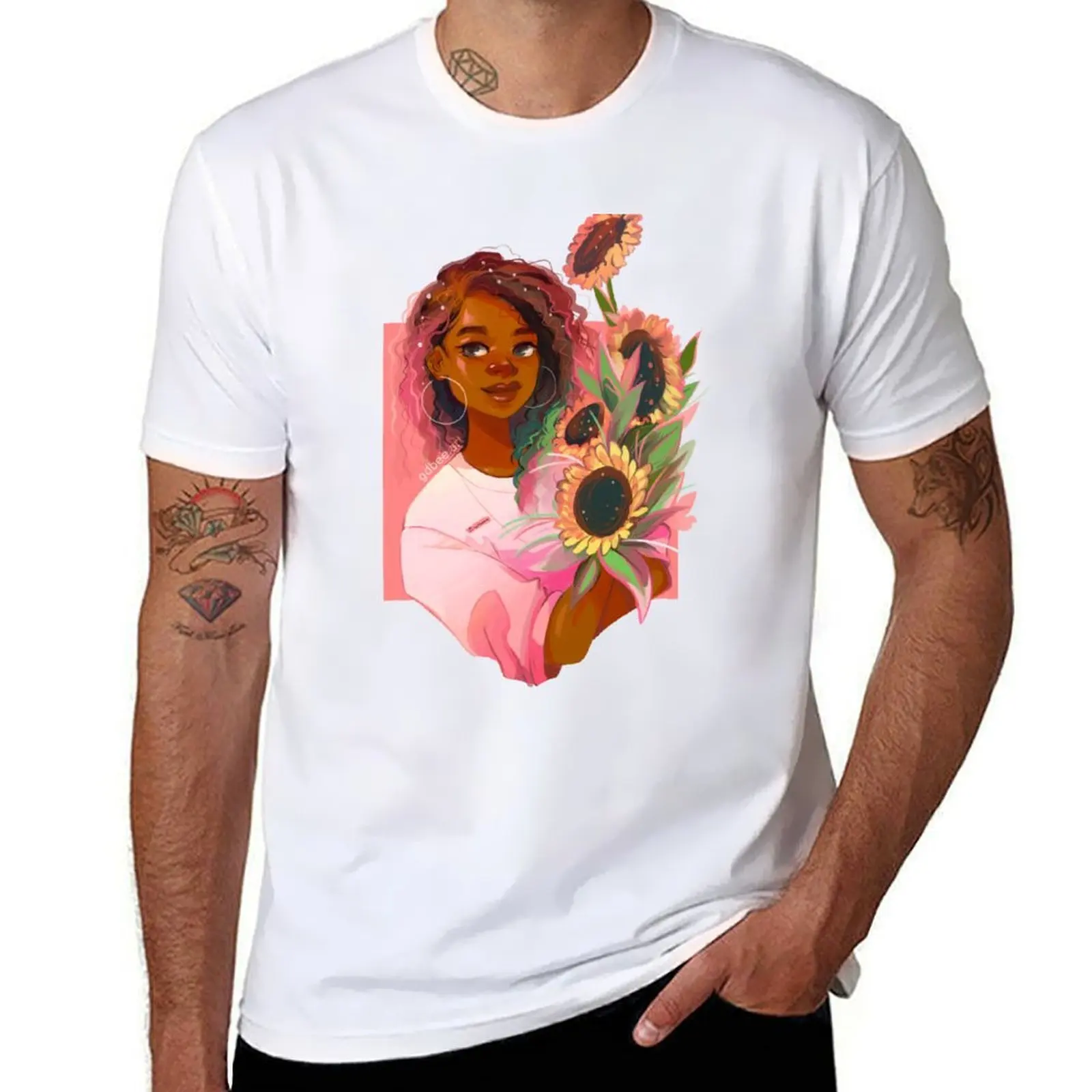 

Pink Sunflowers T-Shirt t shirts with prints t shirts for man cotton soft T-Shirt