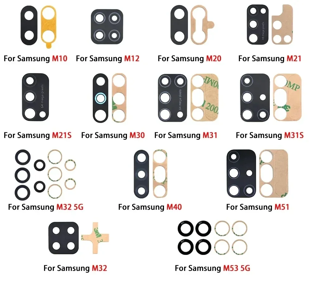 Back Rear Camera Glass Lens For Samsung M62 M52 M54 M53 M21S M30S M51 M32 M31S M31 M14 M12 M40 M30 M20 M10 With Adhesive Tool