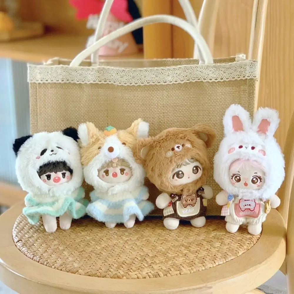 Plush Cotton Doll Clothing Head Cover Mini Little Bear Panda Labubu Doll Head Cover Rabbit 10cm Doll Cloth Set for Girl Gift