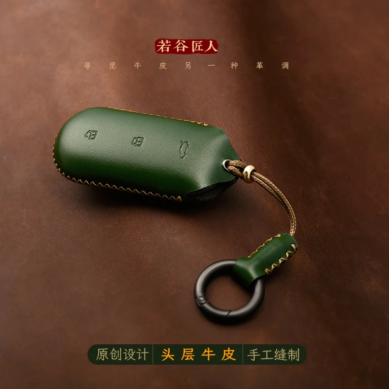 

For Ideal Lixiang L6 L7 L8 L9 Handmade High-End Genuine Leather Key Case Cover Protective Shell Bag Keychain Car Accessories