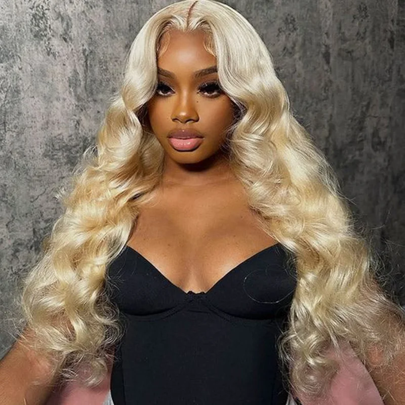 

613 honey blonde body wave 13x6 hd lace frontal human hair wig for women Full brazilian glueless preplucked wigs ready to wear