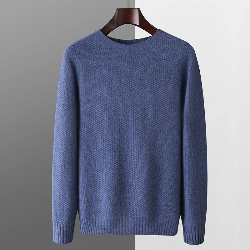 Fall/Winter New 100% Pure Merino Wool Sweater Men\'s Crewneck Pullover Fall/Winter Thin Solid Color Sweater Versatile Basics