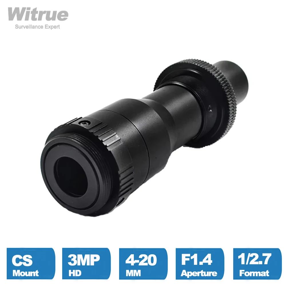 Witrue Pinhole Lens Varifocal 4-20MM CS Mount HD 3MP Aperture F1.4 Format 1/2.7\