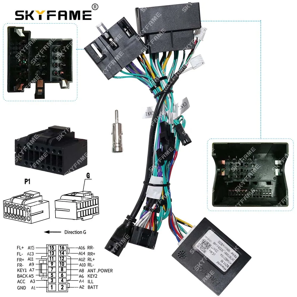 SKYFAME سيارة 16pin الأسلاك تسخير محول Canbus صندوق فك أندرويد راديو كابل الطاقة لبنز فيتو فيانو ميتريس BZ11.10