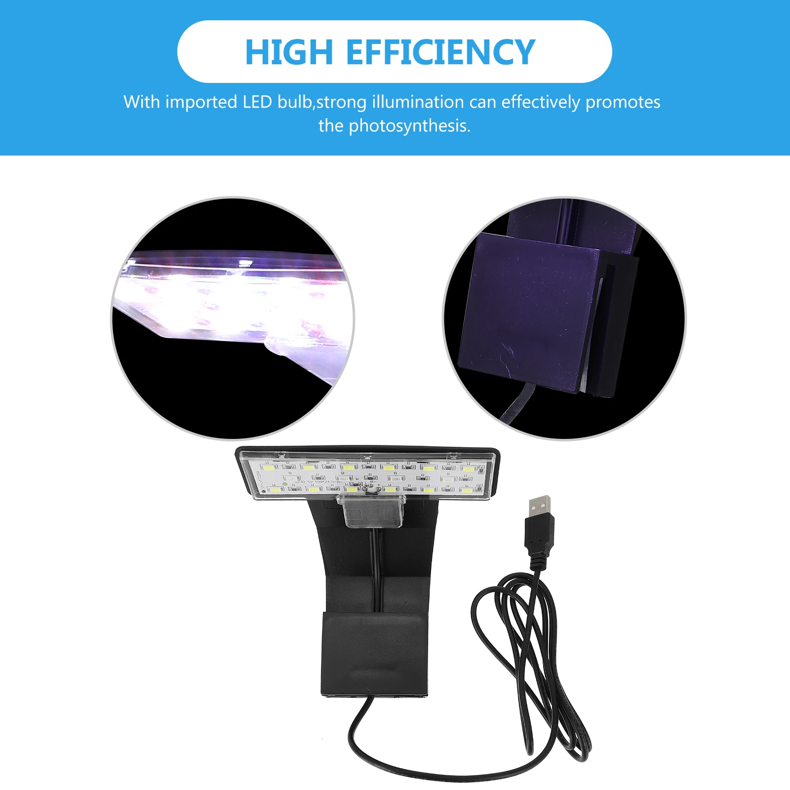 Lampe LED à clipser pour Aquarium, Rechargeable par USB, étanche, éclairage d'aquarium pour plantes aquatiques et poissons