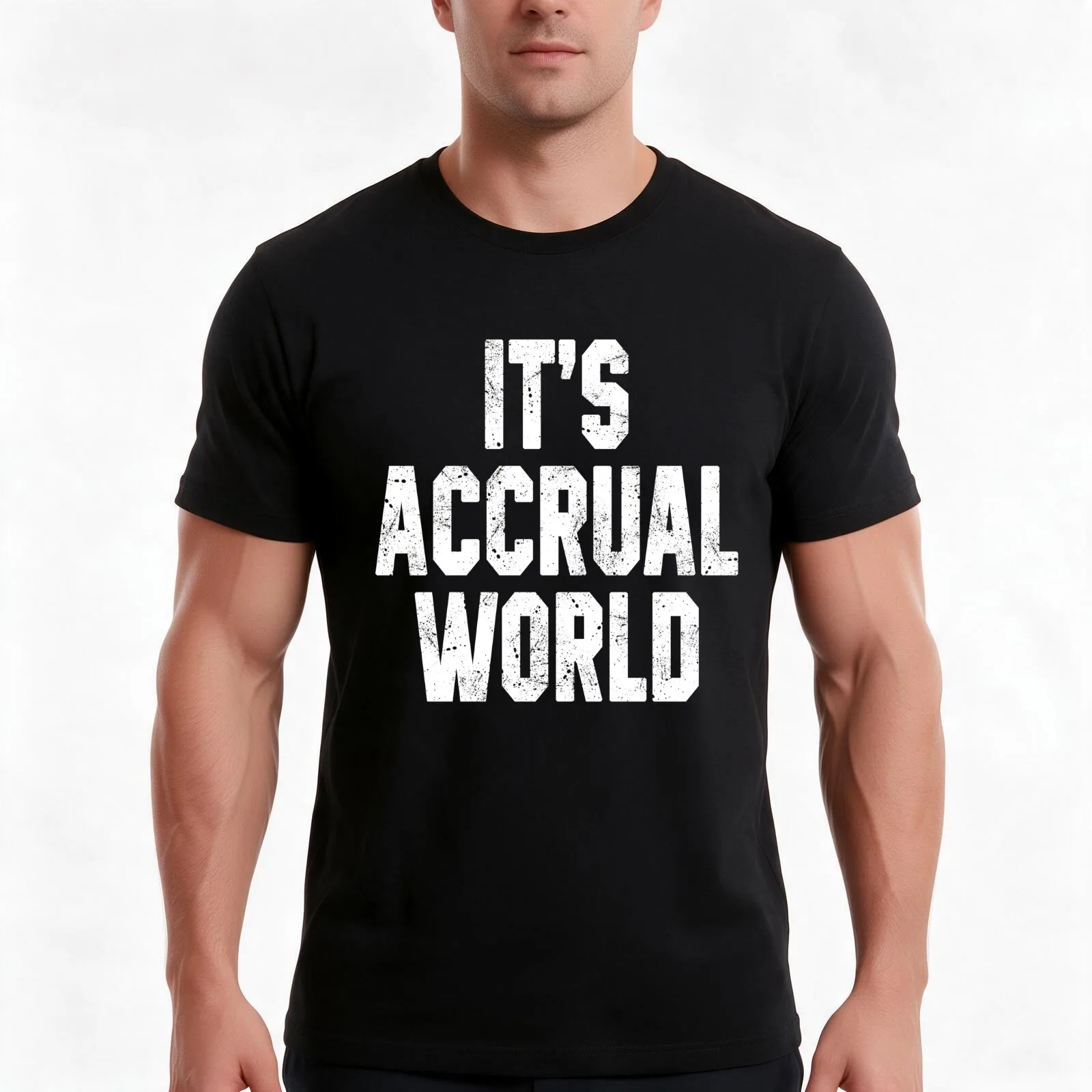 It's Accrual World Accountant T-Shirt, Summer Casual Cotton Tee, Oversized Streetwear Tops, Vintage Graphic Print, 100% Cotton
