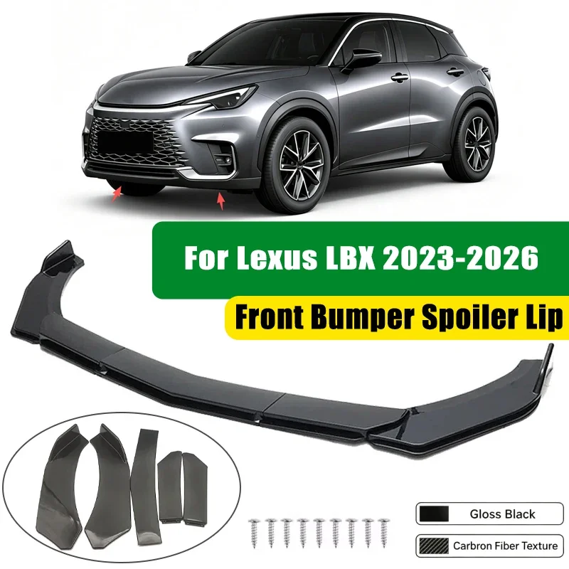 For Lexus LBX 2023-2026 5Pcs ABS Car Front Bumper Lip Spoiler Splitter Body Kit Canard Tuning Accessories