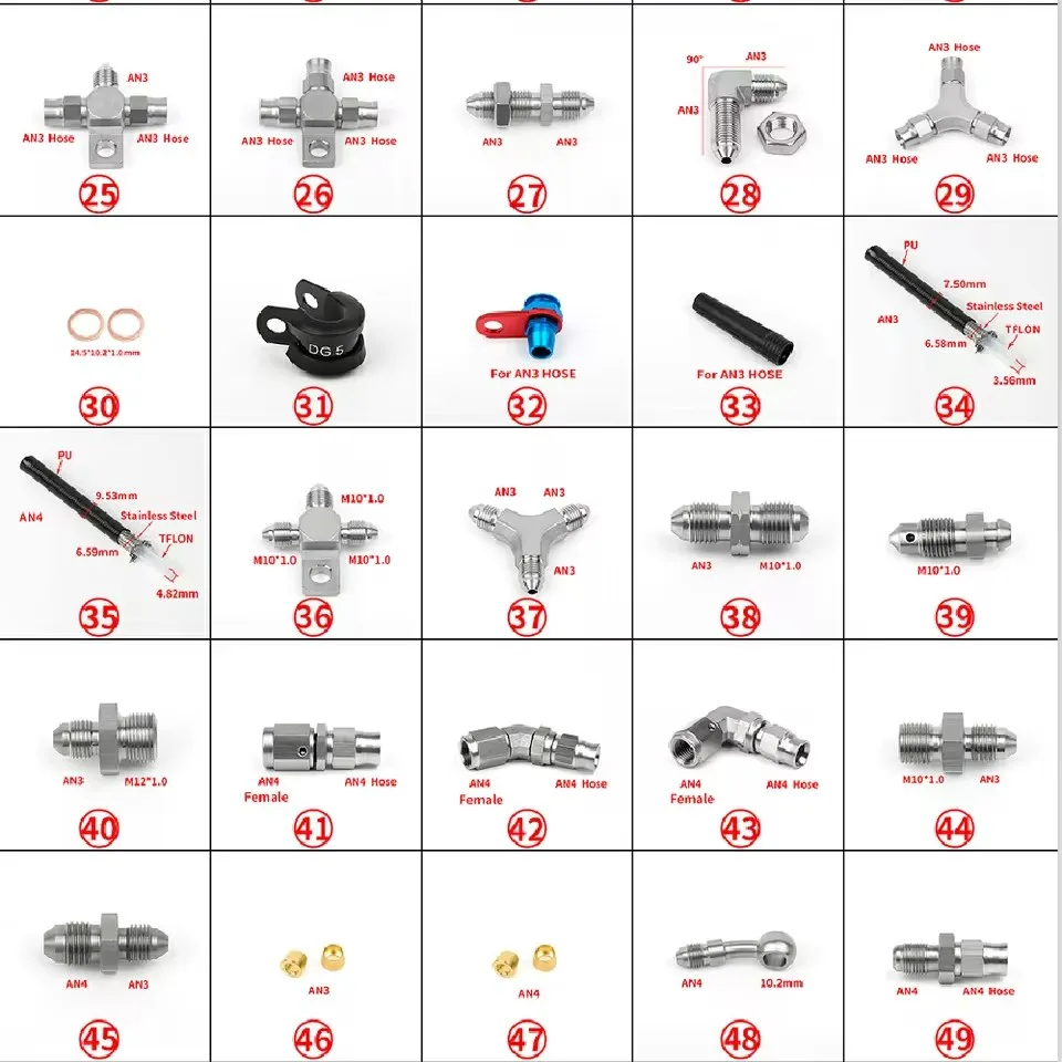01PC AN3 AN4 Car modified Motorcycle Motor Bike Hydraulic Brake Oil Hose Line Banjo Fitting Stainless Steel For Car Motorcycl001