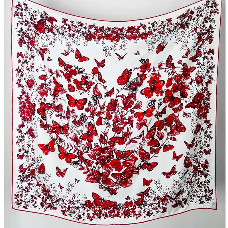 Butterfly Print 100% Silk Scarf Wraps 90 Real Silk Neckerchief Shawl