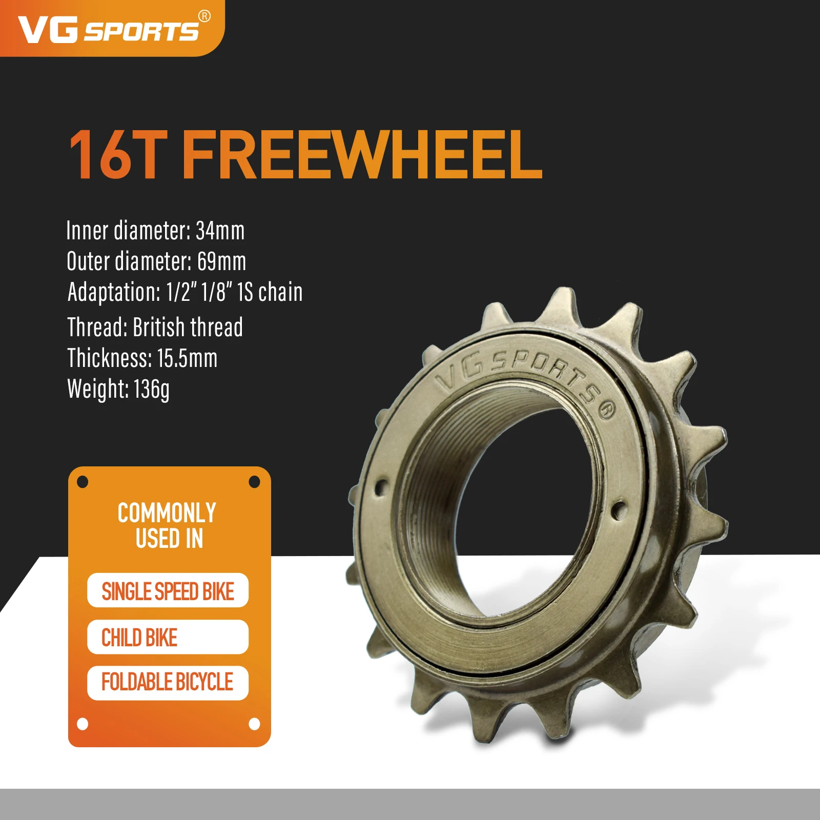 1pc VG Sport 16T/18T/20T/22T/24T 34MM Single Speed Fahrrad Freilauf Kettenrad Teil für BMX 1 Geschwindigkeit Cog Getriebe Fahrrad Zubehör