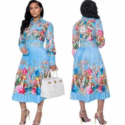 African Dresses for Women Summer 2021 New Arrival African Women Long Sleeve Printing Dress African Clothes Women