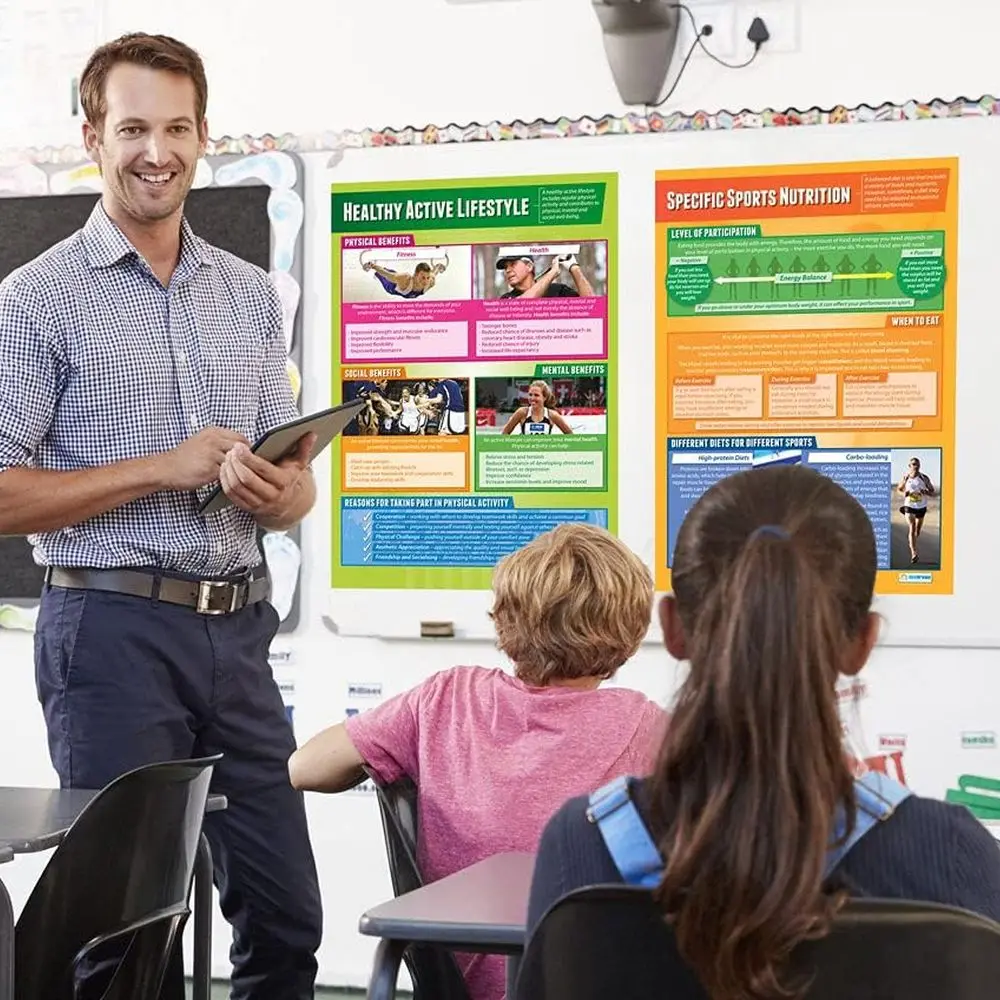 مجموعة ملصقات الفصول الدراسية كبيرة جدًا مقاس 33 × 23.5 من Daydream: الصحة واللياقة البدنية والراحة لـ PE والمدرسة المتوسطة والثانوية