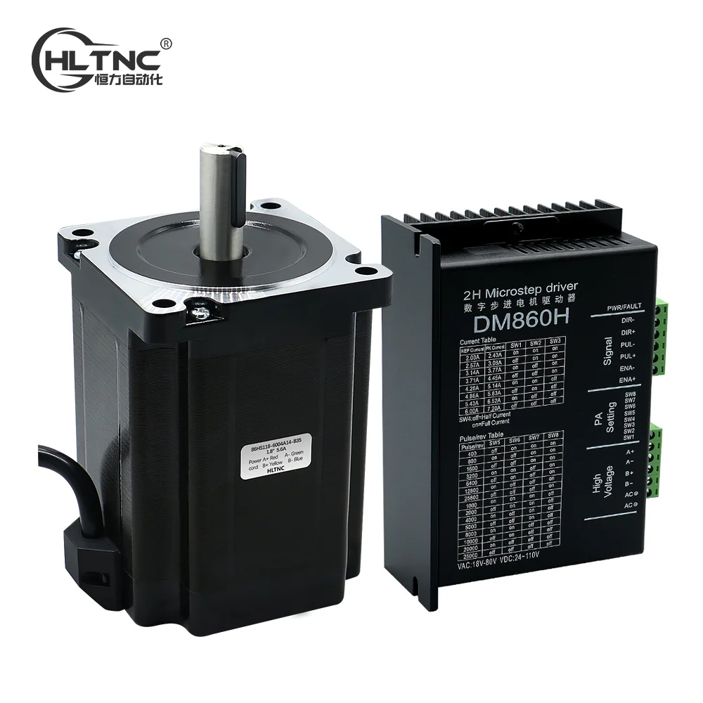 

NEMA34 CNC Stepper Motor 86X118mm 8.5.m 6A With 14mm Single Or Dual Key Shaft 85Kg.cm Torque With DM860hH Driver For CNC Machine