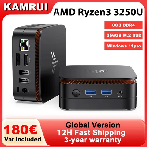 Мини-ПК KAMRUI AMD R3 3250U 8ГБ 256ГБ SSD  Windows 11
