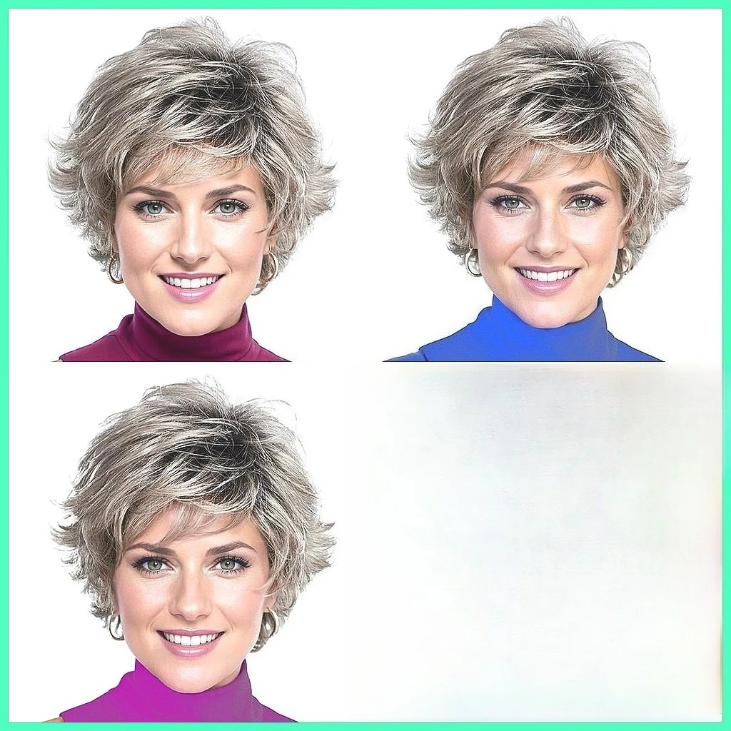 

Gray Gradient Short Curly Wig with Side Bangs - Fluffy & Reversed Curls, Hot Sale Factory Direct