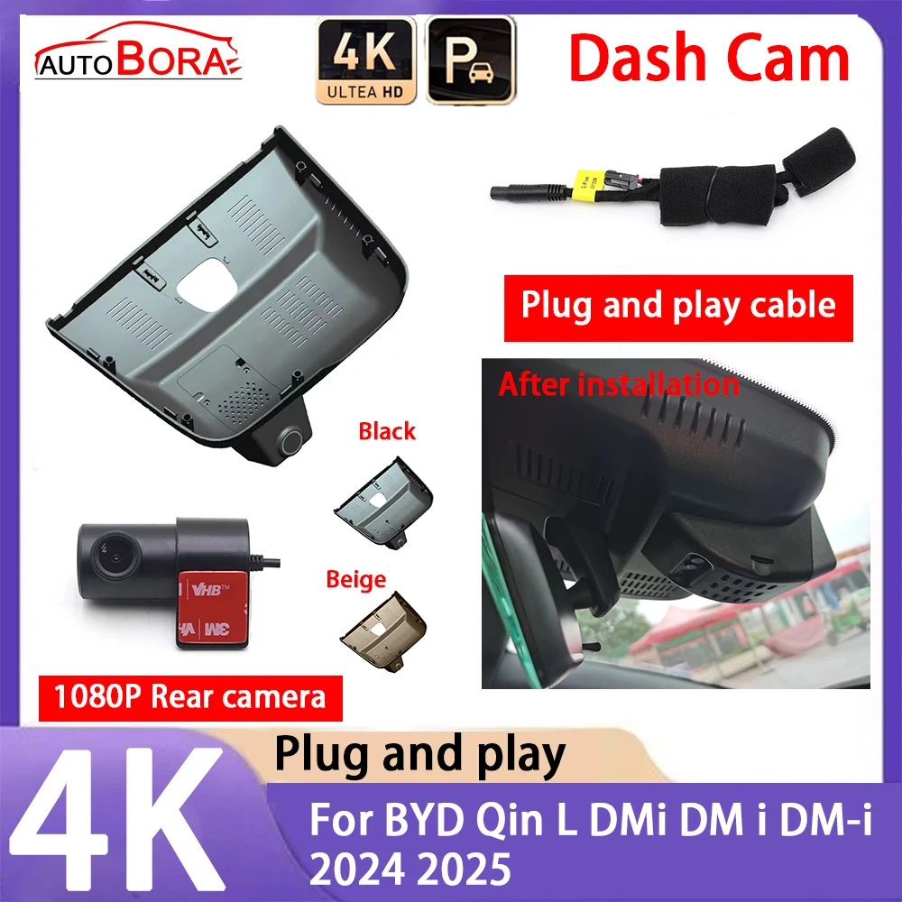 

AutoBora 4K 2160P Car Camera Plug and Play UHD Dash Cam Night Vision for BYD Qin L DMi DM i DM-i 2024 2025