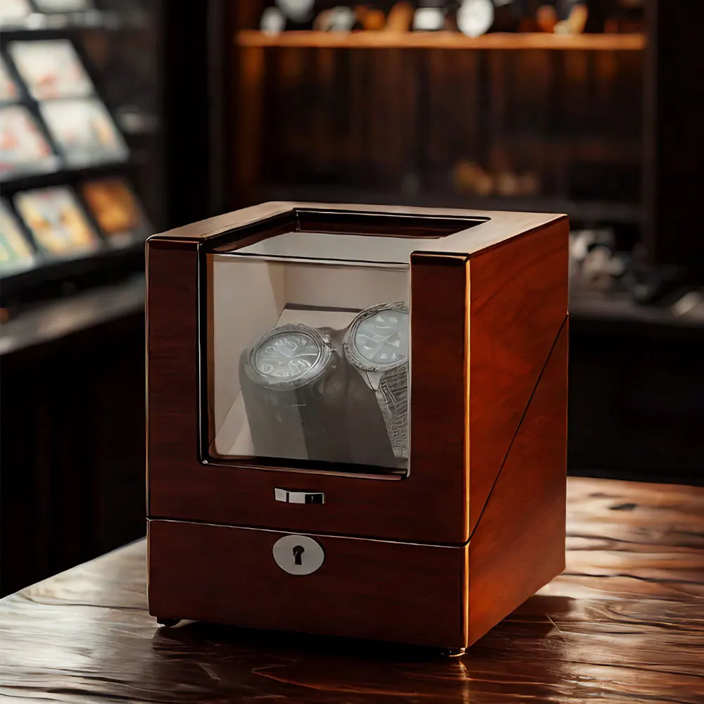 Automatic Watch Winding for 2 Watches Velvet Clear Acrylic Window 2 Slot Watch Box Birthday Gift for Men