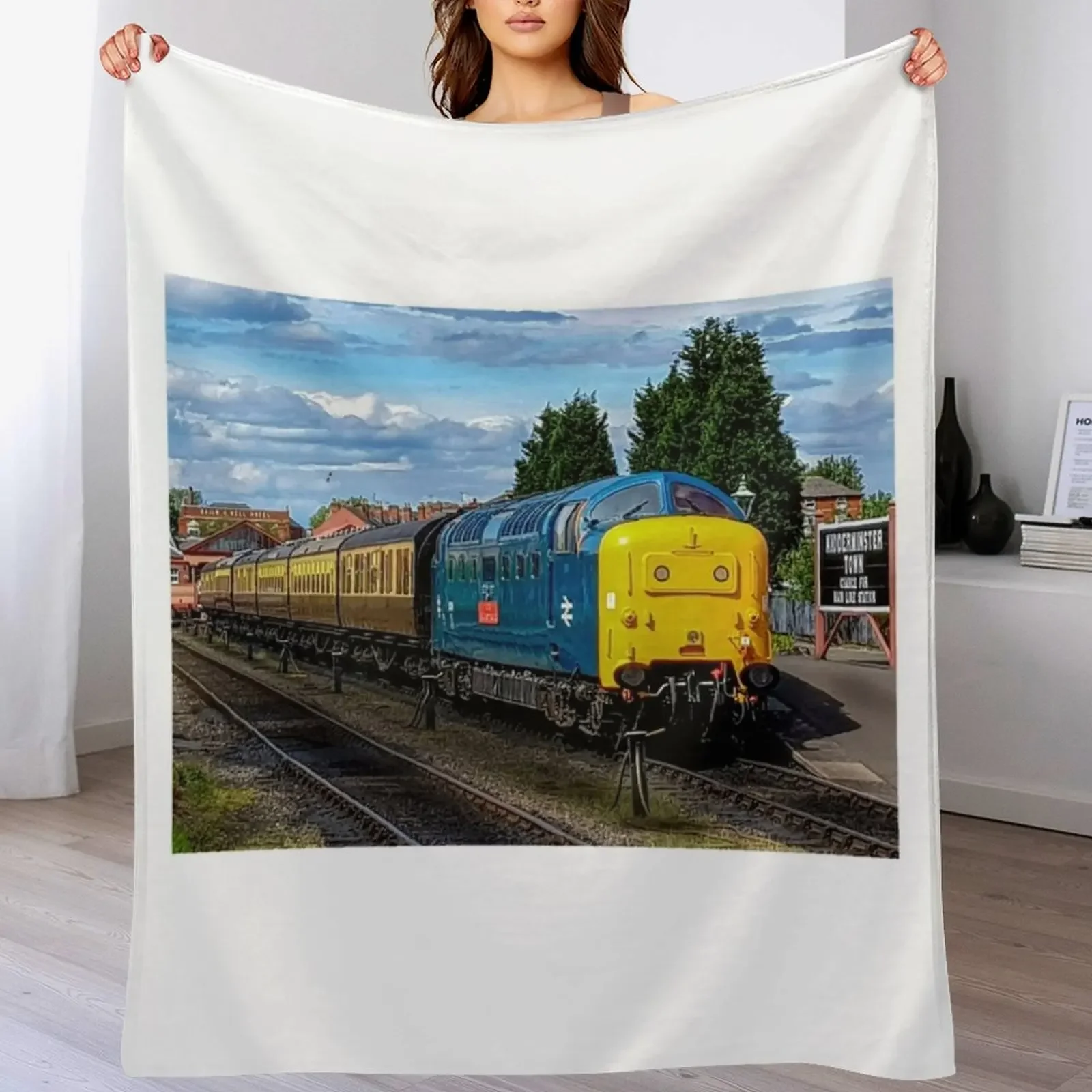 

Deltic class 55 at Kiderminster Severn valley station Throw Blanket Soft Plaid blankets ands bed plaid Baby Blankets