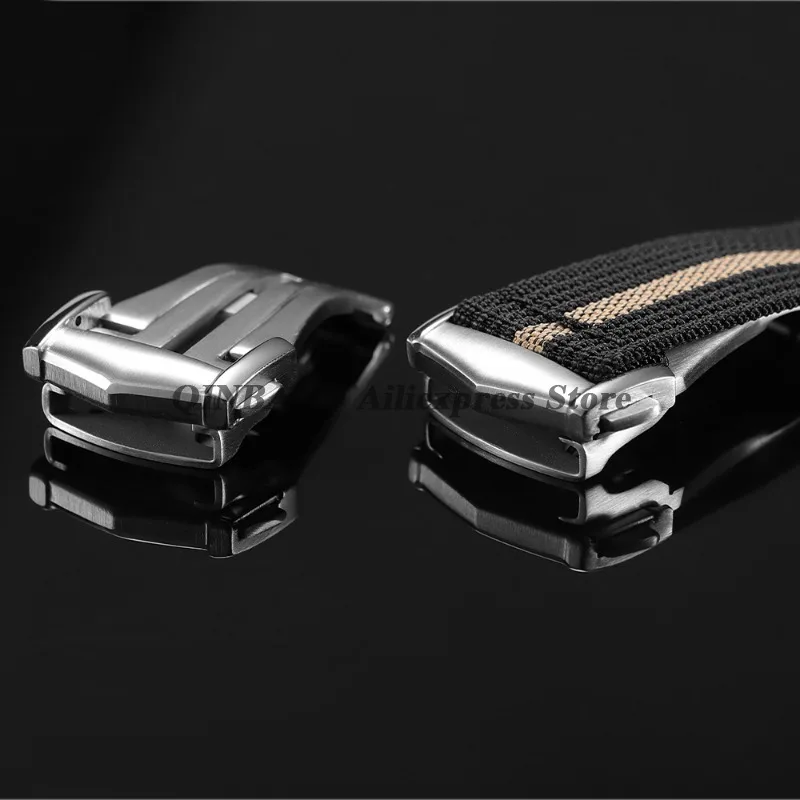 for Omega 18mm 20mm Butterfly Deployment Watch Buckle 304L Stainless Steel Brushed Metal Clasp Silver Watch Button image 4