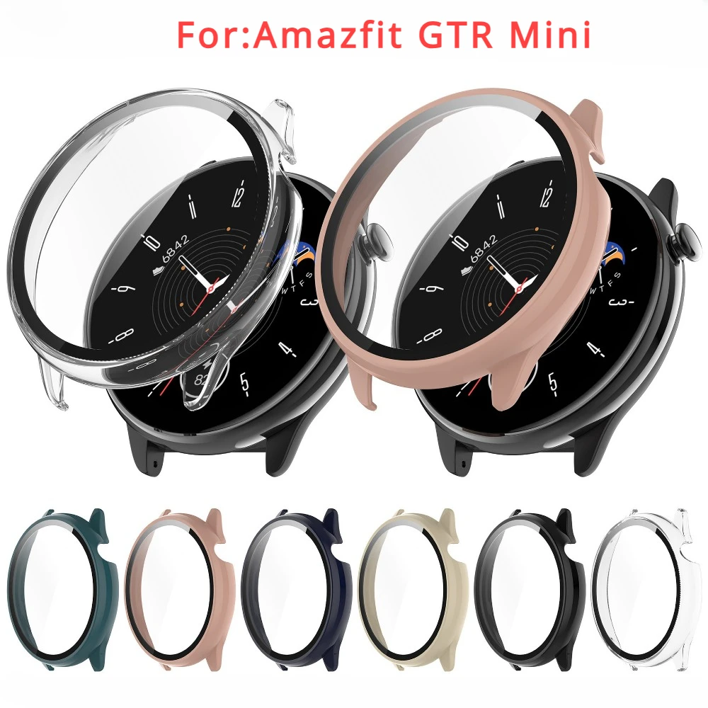 PC Case+Tempered Glass For Amazfit GTR Mini Full Cover Screen Protector Smartwatch Bumper Cleaning cotton For GTR Mini A2174