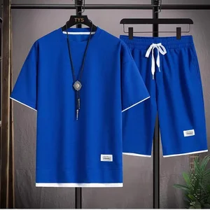 Neuer Sommeranzug Waffel männlich 2024 lässig T -Shirt + Shorts 6 Hauptverkaufsfarben -Schulungs -Tatsache - №3