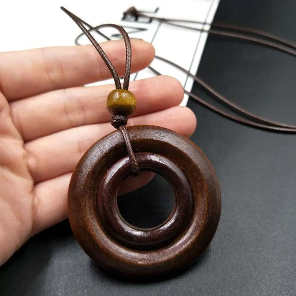 Wooden Gifts Vintage Leather Lanyard Female Jewelry Neck Accessories Sweater Chain Necklace Clothing Pendant Sweater Necklace