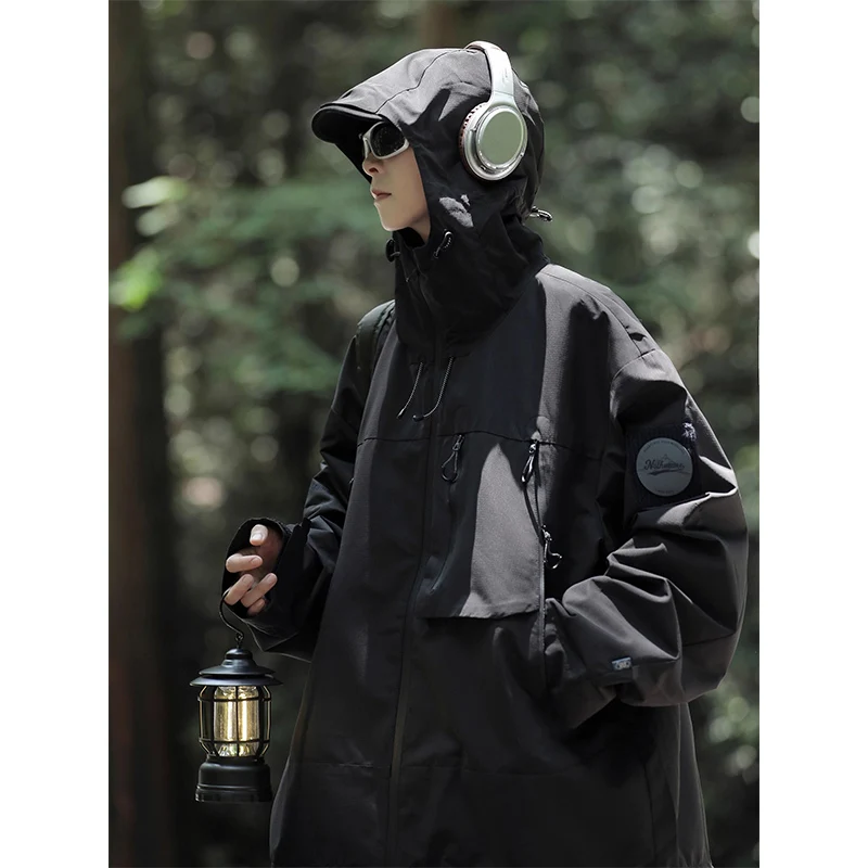 

Американская уличная куртка для альпинизма и велоспорта, мужская, весенне-осенняя модель, черная, в стиле самурая, для горного туризма